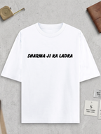 Sharma Ji Ka Ladka Graphic Oversized T-Shirt for Men | Premium 240 GSM Cotton | Relaxed Drop-Shoulder Fit