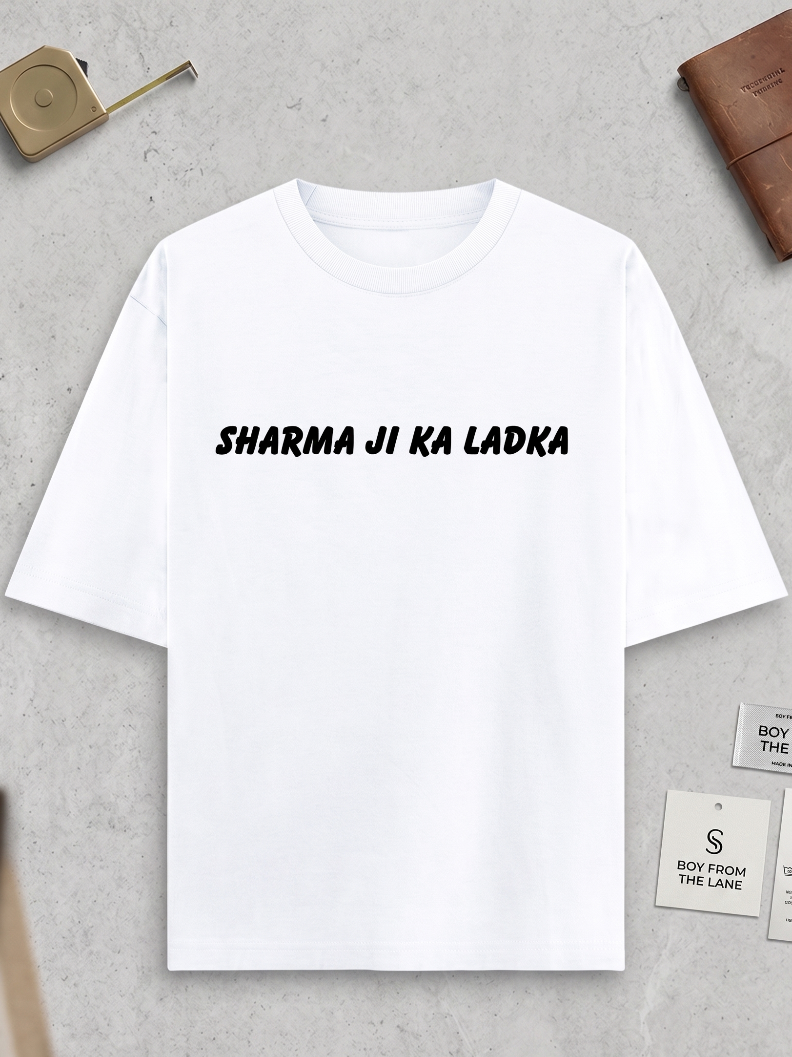 Sharma Ji Ka Ladka Graphic Oversized T-Shirt for Men | Premium 240 GSM Cotton | Relaxed Drop-Shoulder Fit