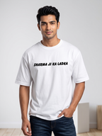 Sharma Ji Ka Ladka Graphic Oversized T-Shirt for Men | Premium 240 GSM Cotton | Relaxed Drop-Shoulder Fit